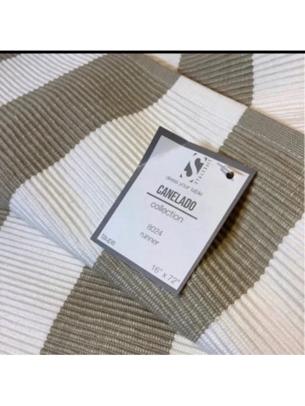 2 NWT 16 x 72 in. Rectangle Classic Stripe Design Ribbed Cotton Table Runners